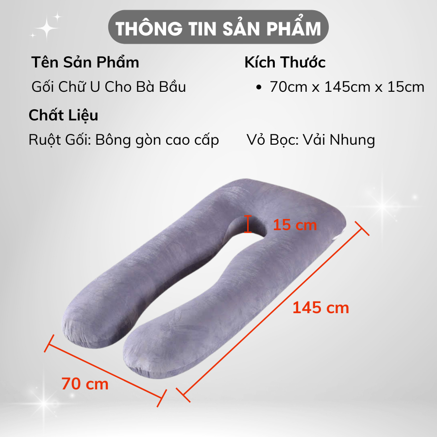 Ảnh Gối Chữ U Cho Bà Bầu Cao Cấp Đa Năng Gối Ôm Chữ U Vải Nhung Mềm Mại Hỗ Trợ Mẹ Bầu Định Hình Tư Thế Ngủ Thoải Mái Khi Nằm 3