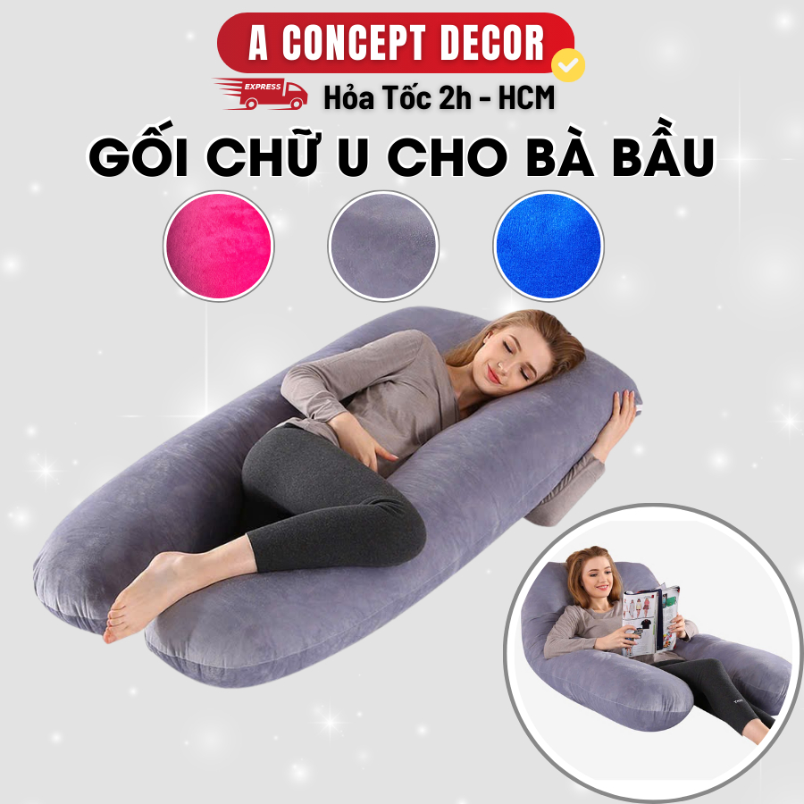 Gối Chữ U Cho Bà Bầu Cao Cấp | Hỗ Trợ Giấc Ngủ Ngon, Giảm Đau Lưng