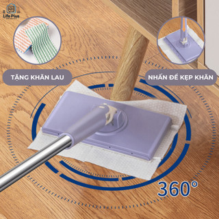 Cây Lau Nhà Thông Minh Hút Khăn Xoay 360 Độ Tự Động, Chổi Lau Nhà Tự Nhả Khăn Kèm Nhíp Gắp Tiện Lợi LN01 - Life Plus