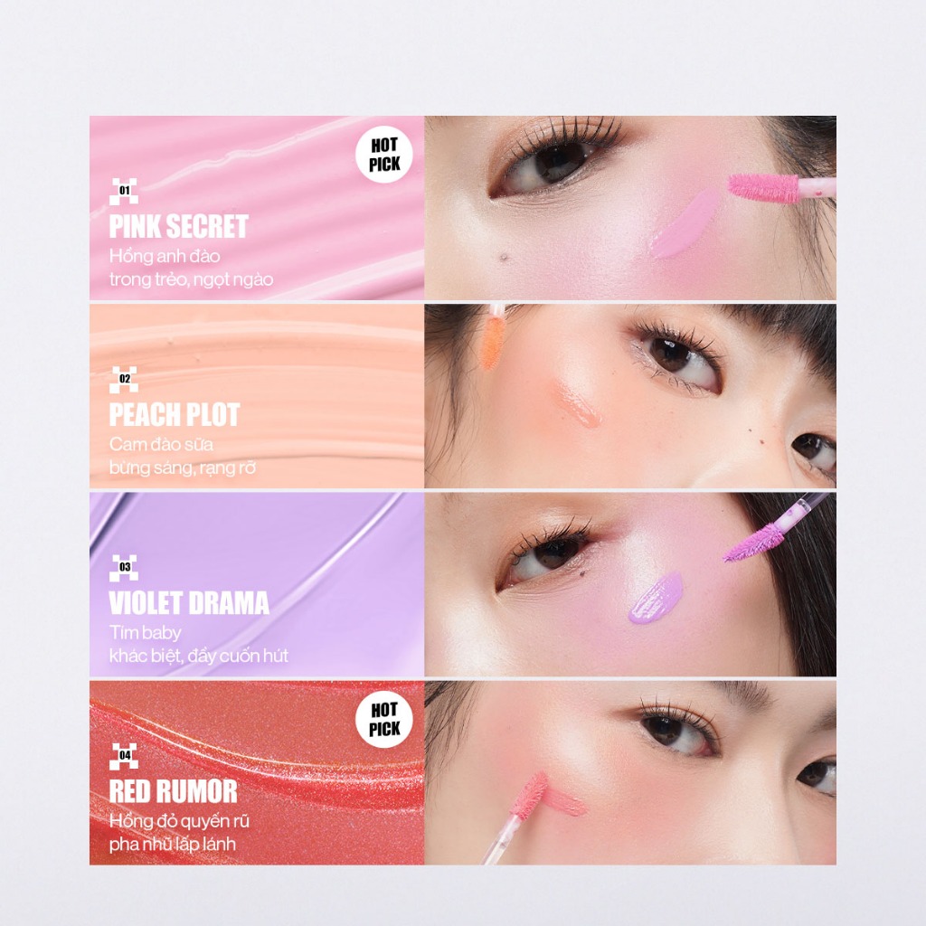 Ảnh Má Hồng Kem Căng Bóng Glamrr Q Glow Lasting Fresh Blush 3.8g 4