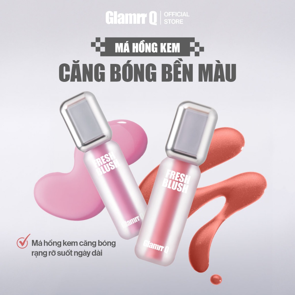 Ảnh Má Hồng Kem Căng Bóng Glamrr Q Glow Lasting Fresh Blush 3.8g 2