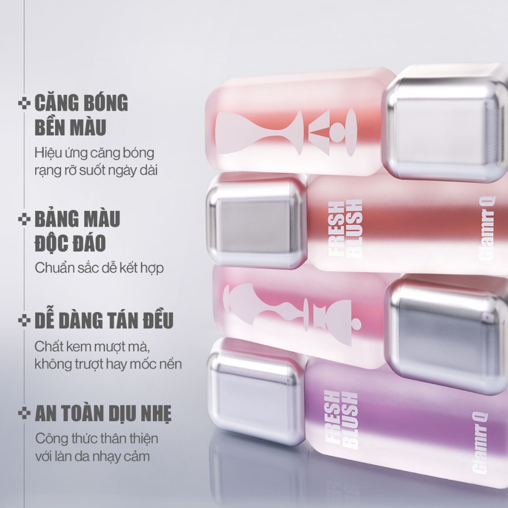Ảnh Má Hồng Kem Căng Bóng Glamrr Q Glow Lasting Fresh Blush 3.8g 3