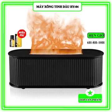 Máy xông tinh dầu, máy khuếch tán tinh dầu ngọn lửa đèn LED HY-04 TẶNG Tinh Dầu 10ML