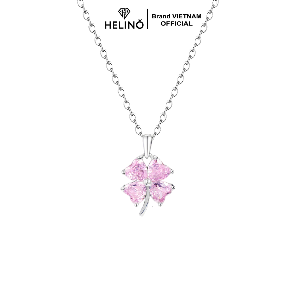 Ảnh Dây chuyền bạc nữ HELINO Cỏ bốn lá đính Đá Hồng Pink Clover Trang sức lấp lánh C60 1