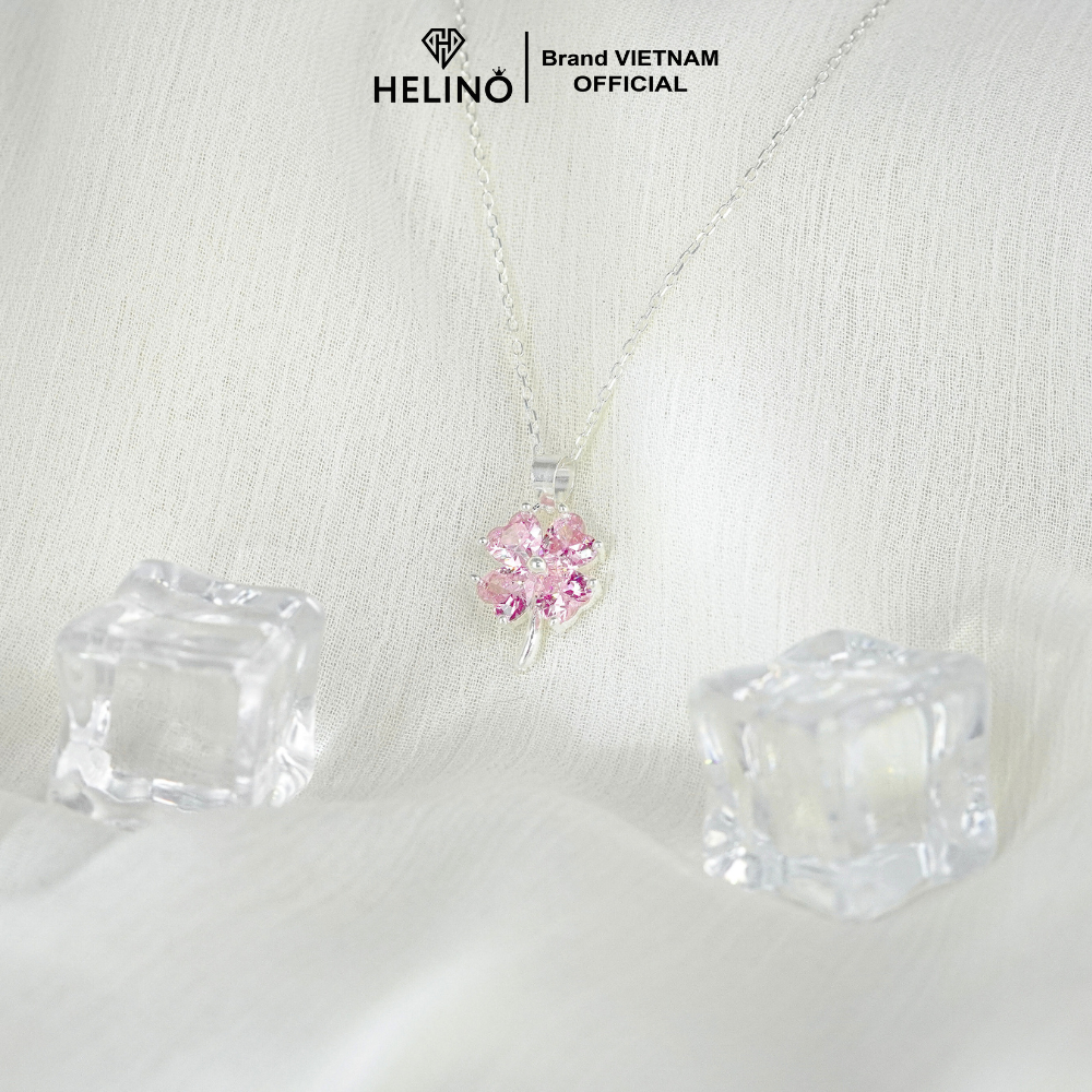 Ảnh Dây chuyền bạc nữ HELINO Cỏ bốn lá đính Đá Hồng Pink Clover Trang sức lấp lánh C60 4