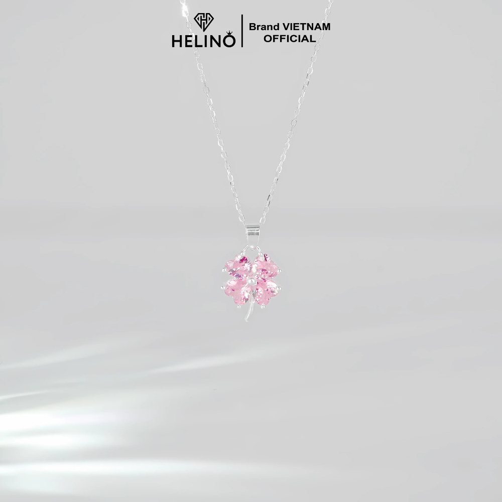 Ảnh Dây chuyền bạc nữ HELINO Cỏ bốn lá đính Đá Hồng Pink Clover Trang sức lấp lánh C60 3