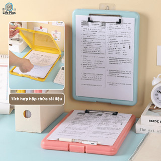 Kẹp Tài Liệu A4 Tích Hợp Hộp Đựng Tài Liệu Có Khóa 4 Màu Nhựa PP Chống Thấm Nước Tiện Dụng Life Plus - KTL01