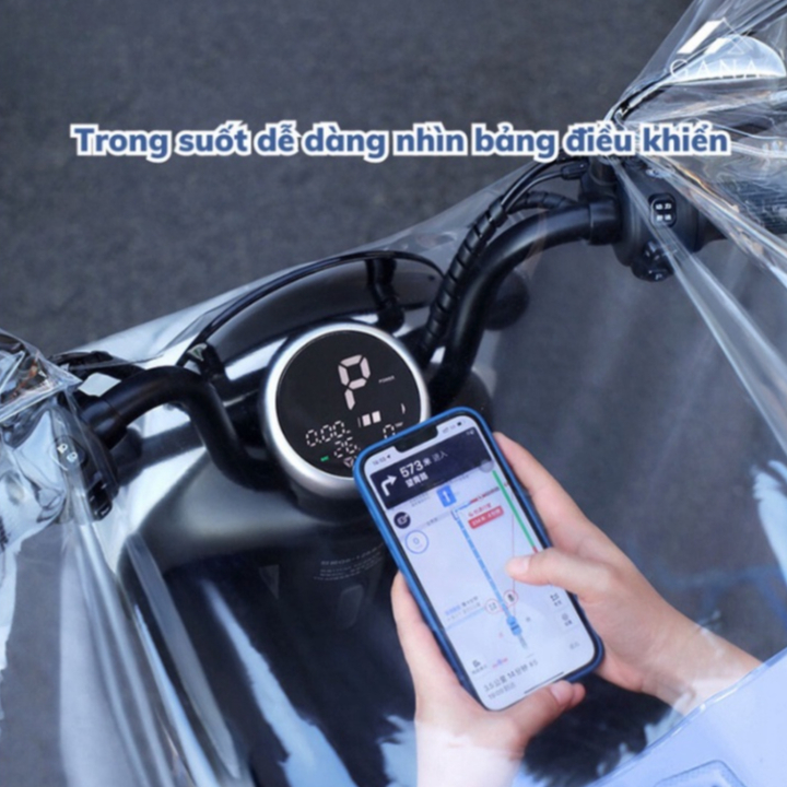 Áo mưa nửa trước trong suốt kèm kính chắn mưa cho mẹ và bé tà áo siêu rộng che phủ toàn thân ( didooglt )