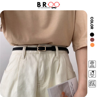 Thắt lưng nữ bản nhỏ mặt màu vàng thanh lịch, đai váy đơn giản phối đầm, belt vest 1.1cm
