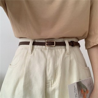Thắt lưng nữ bản nhỏ mặt màu vàng thanh lịch, đai váy đơn giản phối đầm, belt vest 1.1cm