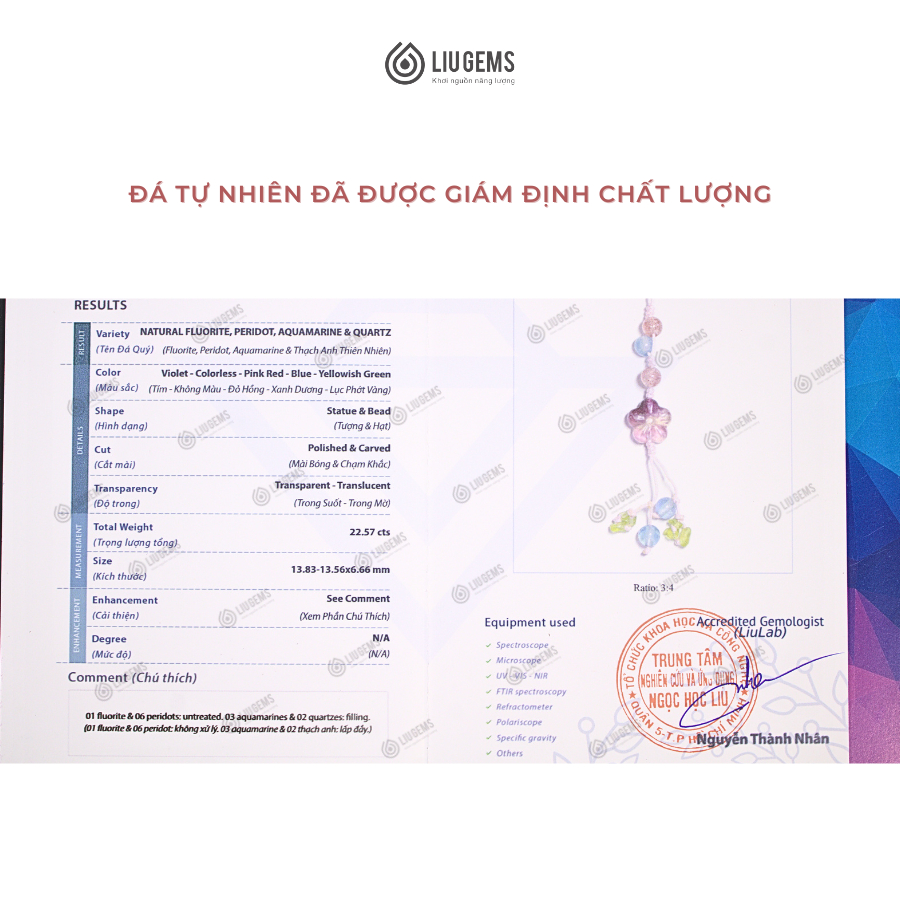 Móc Khóa Handmade Liugems Manifest Your Power Kết Hợp Đá Tự Nhiên Dễ Thương Năng Lượng Tích Cực PK45