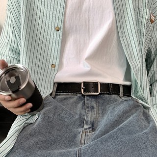 Dây nịt thắt lưng Ulzzang đơn giản mặt vuông chữ nhật da pu kiểu basic cho nam nữ bản lớn 3.5cm TL35