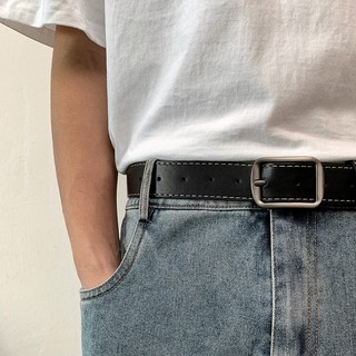 Dây nịt thắt lưng Ulzzang đơn giản mặt vuông chữ nhật da pu kiểu basic cho nam nữ bản lớn 3.5cm TL35