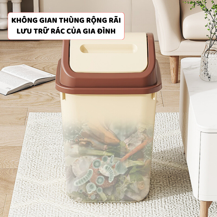 Thùng Đựng Rác Nắp Lật Nhiều Kích Thước ENODA HOME, Thùng Rác Nhựa PP Ngăn Mùi Hiệu Quả TR031