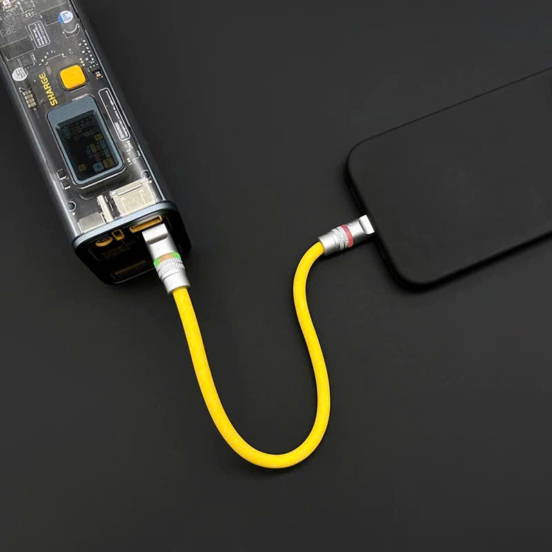 Cáp Sạc Ngắn 5A - 15cm, 25cm - Có LED đổi màu - Chip E-Marker - Type C to C Sạc nhanh 100W PD - Silicone Dẻo Mềm