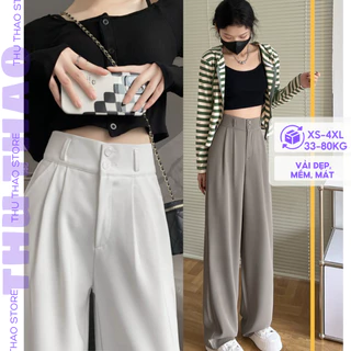 {40-80kg}Quần Ống Suông Lưng Cao Dáng Dài, Quần Âu Culottes nữ Big Size Vải đẹp.