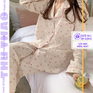 Bộ Pyjama Ngủ Đũi Xốp Hình Tay Dài-Đồ Bộ Mặc Nhà Dài Tay Quần Dài Form Đẹp Màu Pastel.