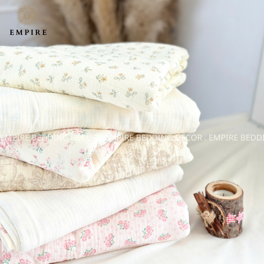 Chăn em bé mầm non tiểu học, chăn vải xô muslin 4 lớp, chăn mềm mỏng chống ngạt thở cho bé sơ sinh - EMPIRE Bedding