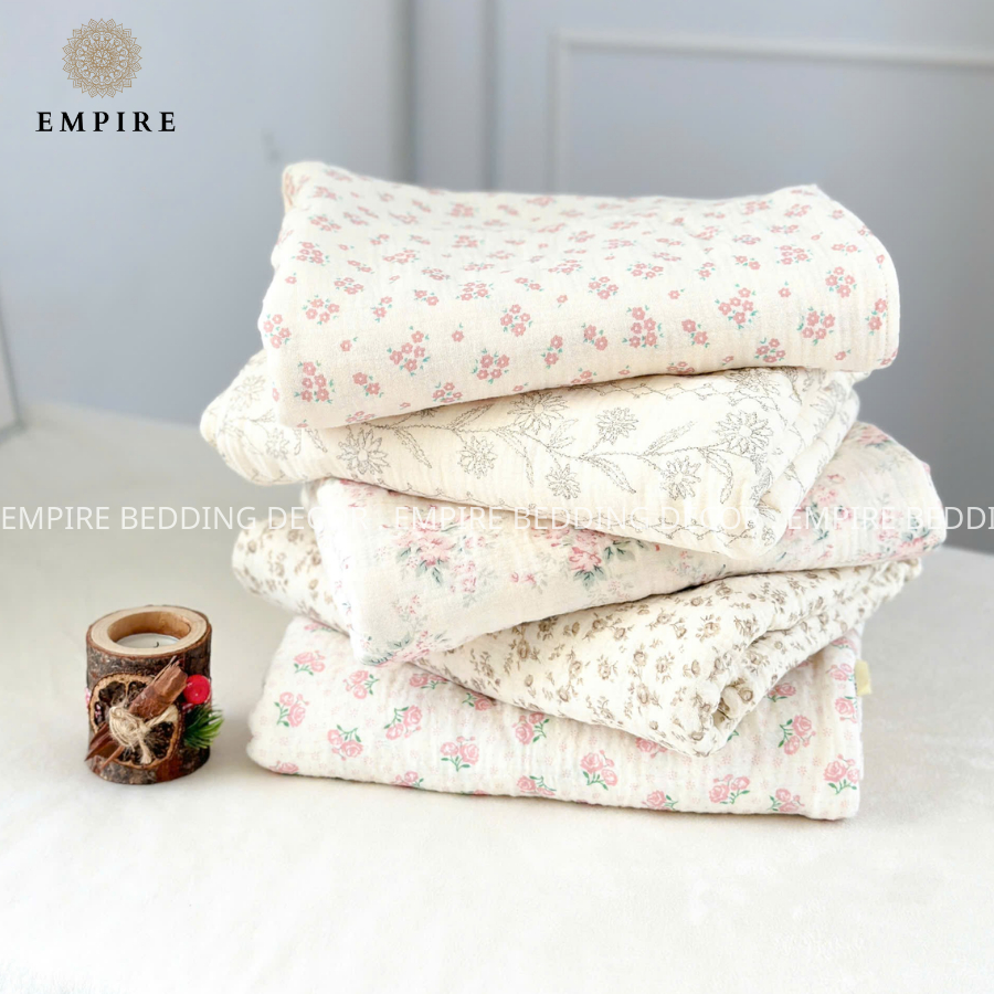 Chăn em bé mầm non tiểu học, chăn vải xô muslin 4 lớp, chăn mềm mỏng chống ngạt thở cho bé sơ sinh - EMPIRE Bedding