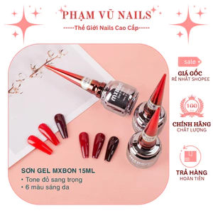 Sơn gel Mxbon chính hãng 15ml, nail tone đỏ 6 màu tôn da, chất gel đậm đặc lên chuẩn màu (lẻ 1 màu)