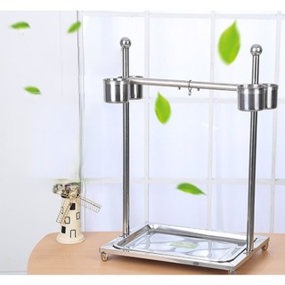 Cầu Đứng Inox Cho Vẹt Nhiều Kích Cỡ Kèm Khay Hứng Phân Và Cóng Ăn Uống