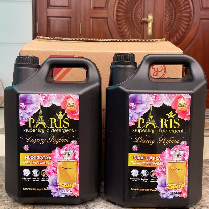 Nước Giặt Paris Luxury  Can 5 lít . Hương hoa Pháp đam mê . làm sạch nhanh .Không kích ứng da tay