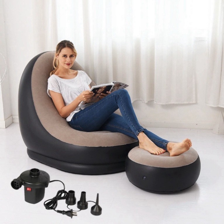 Ghế hơi Tựa Lưng,Ghế Bơm Hơi,sofa hơi Kiểu Dáng Hàn Quốc Bọc Nhung Mềm Mại ( hàng loại to )