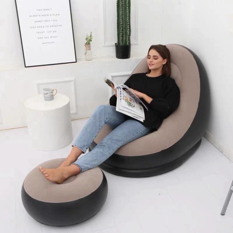 Ghế hơi Tựa Lưng,Ghế Bơm Hơi,sofa hơi Kiểu Dáng Hàn Quốc Bọc Nhung Mềm Mại ( hàng loại to )