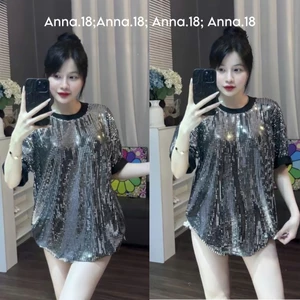 ÁO THUN BLING BLING FREESIZE <72 KG ĐÍNH ĐÁ TOÀN ÁO ( BLING BLING) TOP CỔ TRÒN