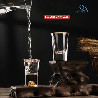 Bộ ly rượu thủy tinh pha lê mạ vàng lá 24K bình 300ml 6 ly 15ml sang trọng cao cấp kèm hộp quà tặng