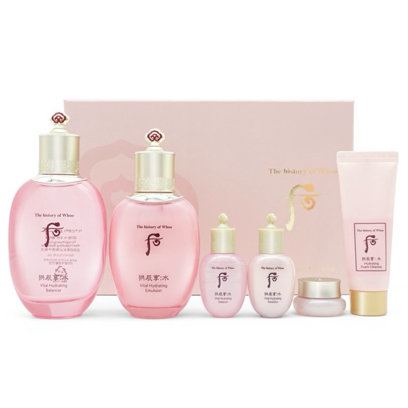 Set Bộ dưỡng cấp ẩm Whoo Hồng làm sáng da, chống lão hóa Hydrating Special Set ohuiminisample