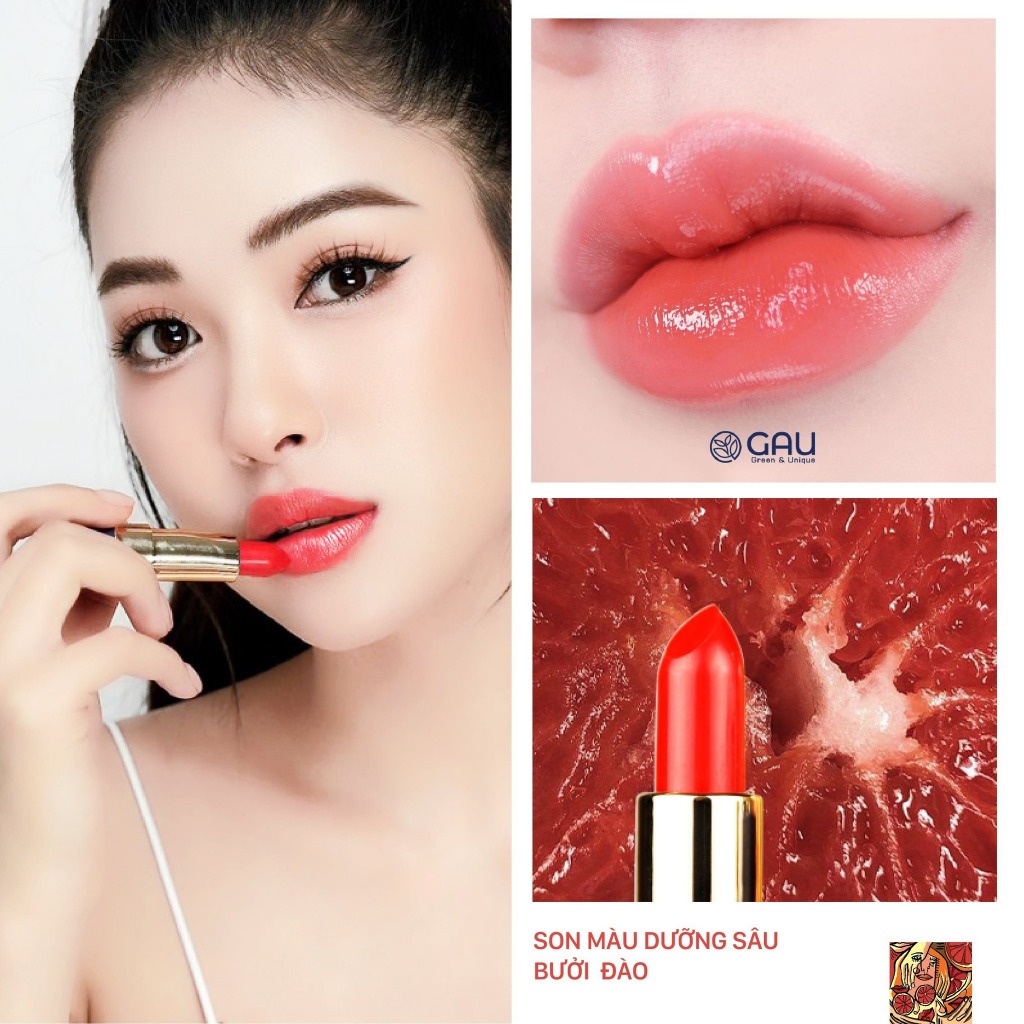 Son Màu Siêu Dưỡng tự nhiên GAU Smooth & Fresh Dưỡng Môi Chuyên Sâu Chính Hãng Chiết Xuất Bưởi Đào