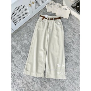 Quần Jean Suông Nữ Dáng Nấm Trơn Basic Lưng Cạp Cao Ống Rộng Kèm Belt QCCC Cao Cấp