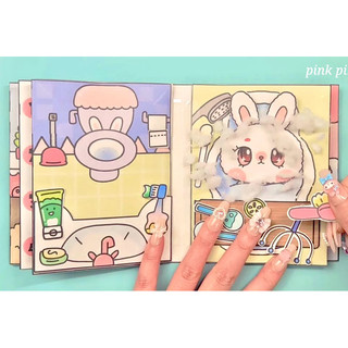 Đồ chơi bóc dán Squishy Nhà thỏ Bunny - Bé thỏ đáng yêu và búp bê Toca - Búp bê giấy