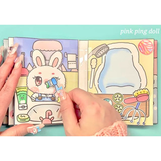 Đồ chơi bóc dán Squishy Nhà thỏ Bunny - Bé thỏ đáng yêu và búp bê Toca - Búp bê giấy