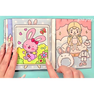 Đồ chơi bóc dán Squishy Nhà thỏ Bunny - Bé thỏ đáng yêu và búp bê Toca - Búp bê giấy