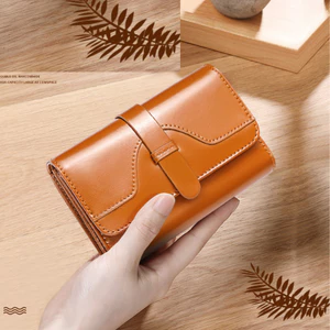 ví ngắn nữ da bò ví nữ mini cầm tay ví đựng tiền bóp tiền chính hãng BANYAU M8083 có hộp và túi đựng sang trọng làm tặng