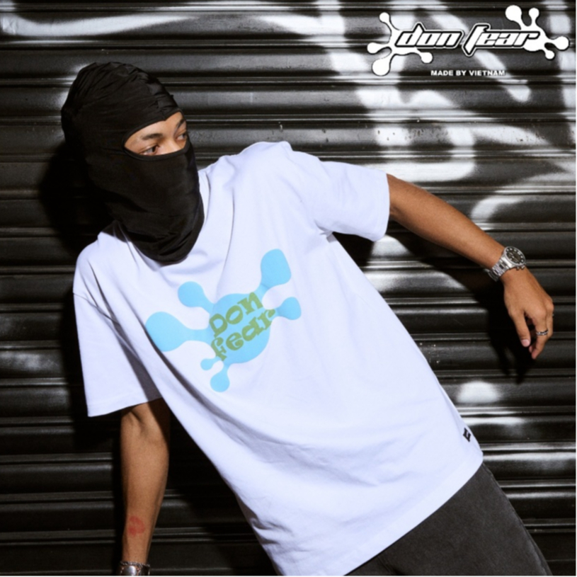 Áo thun DONFEAR blue basic logo chất liệu cotton 100% thoáng mát from oversized unisex
