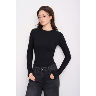 THEKIM Áo thun tăm cotton dài tay cổ tròn nhiều màu , áo giữ nhiệt dài tay trơn basic cho nữ AD119 dáng thường