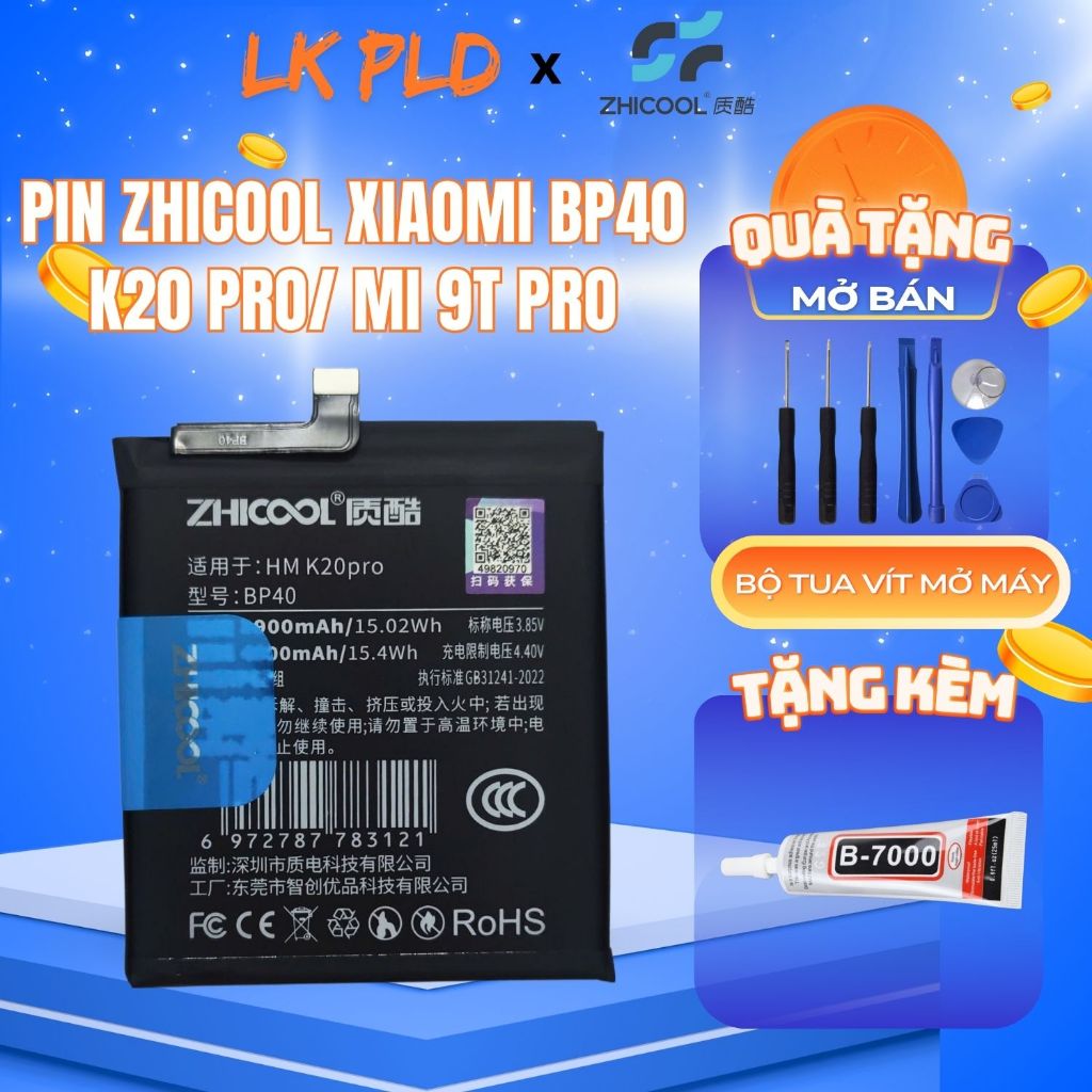 Pin K20 Pro Zhicool, Pin Redmi K20 Pro 4000mAh, mã BP40, Tặng kèm bộ ...