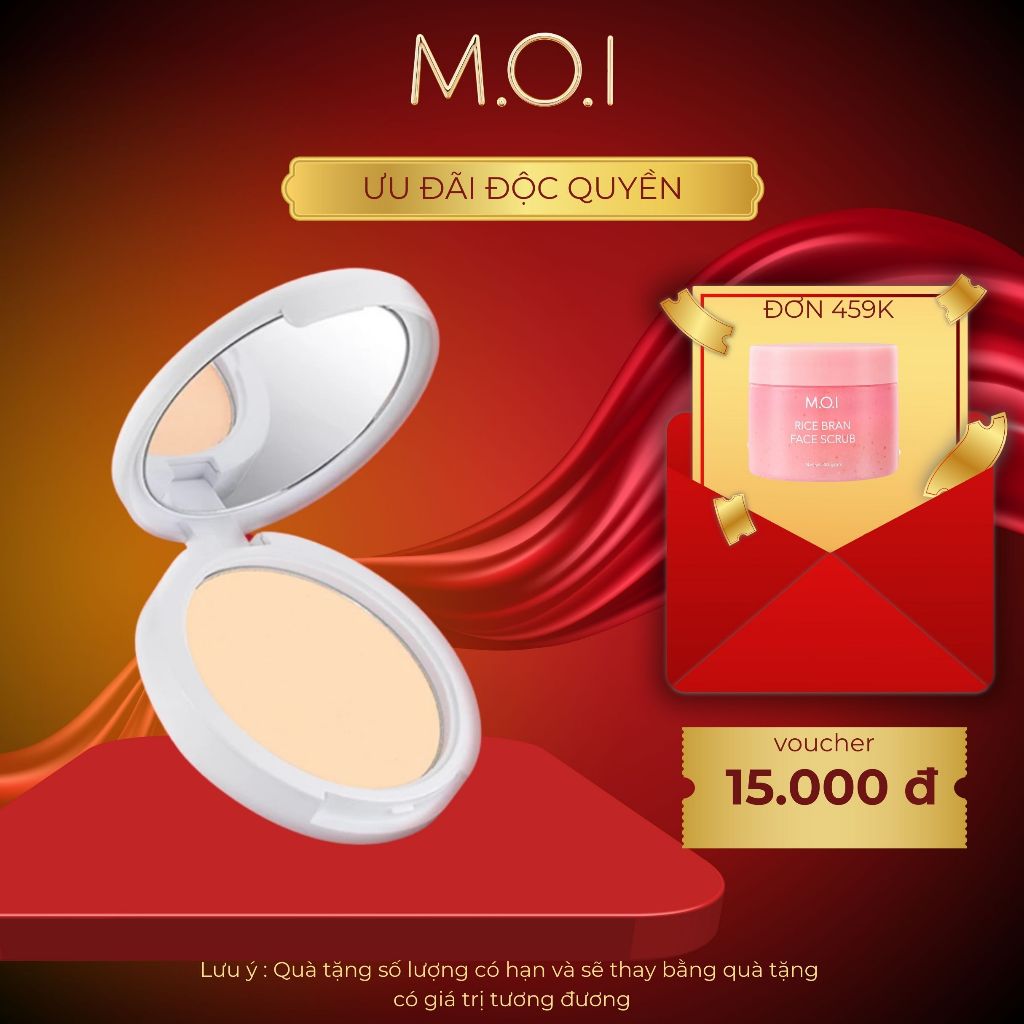 Ảnh Phấn phủ M.O.I Cosmetics kiềm dầu kháng nước - tone tự nhiên 10g 1