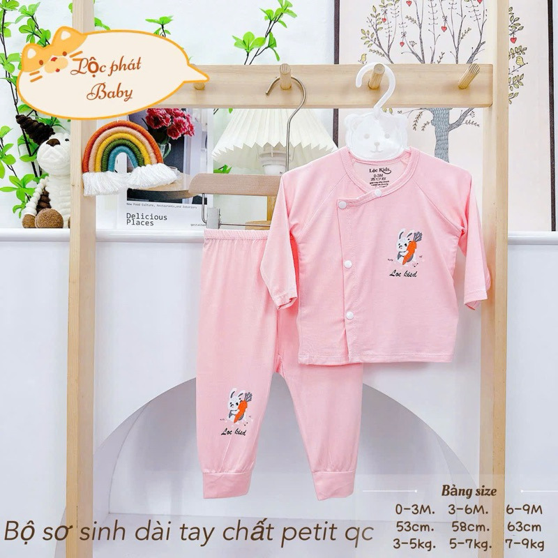 (LPDT 03) Bộ quần áo sơ sinh thun lạnh PETIT dài tay cho bé mềm mịn thoải mái 0 - 9kg