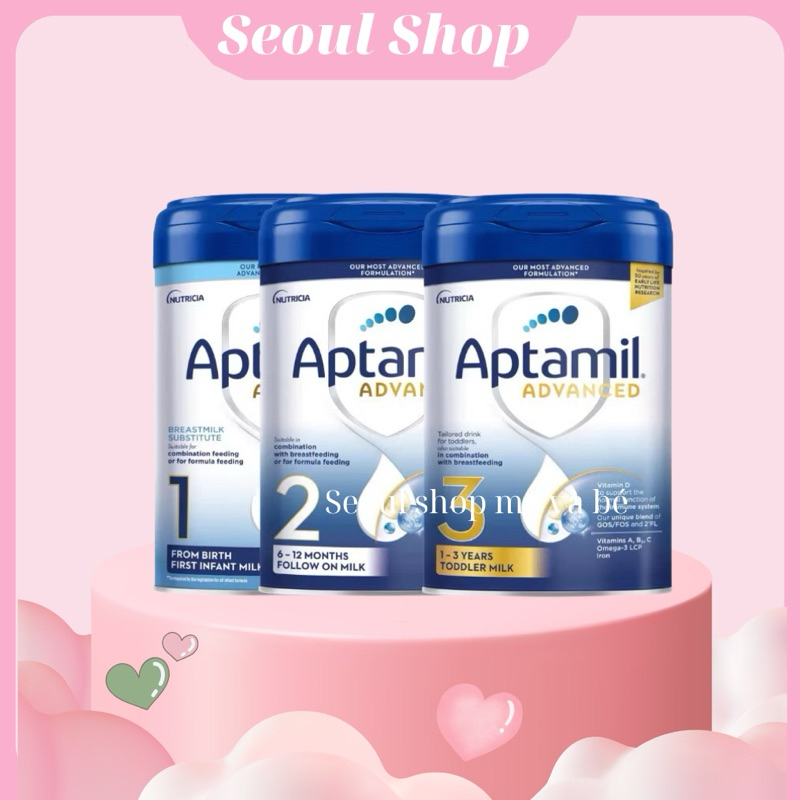 Sữa Bột Aptamil Advanced Anh Tăng Cường Đề Kháng Cho Bé Phát Triển Toàn Diện Số 1,2,3 800g
