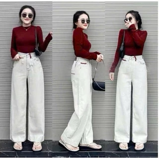 Quần Jean Bò Ống Suông Rộng Xuông Nữ CANA MS11 Jeans Cạp Cao Phong Cách