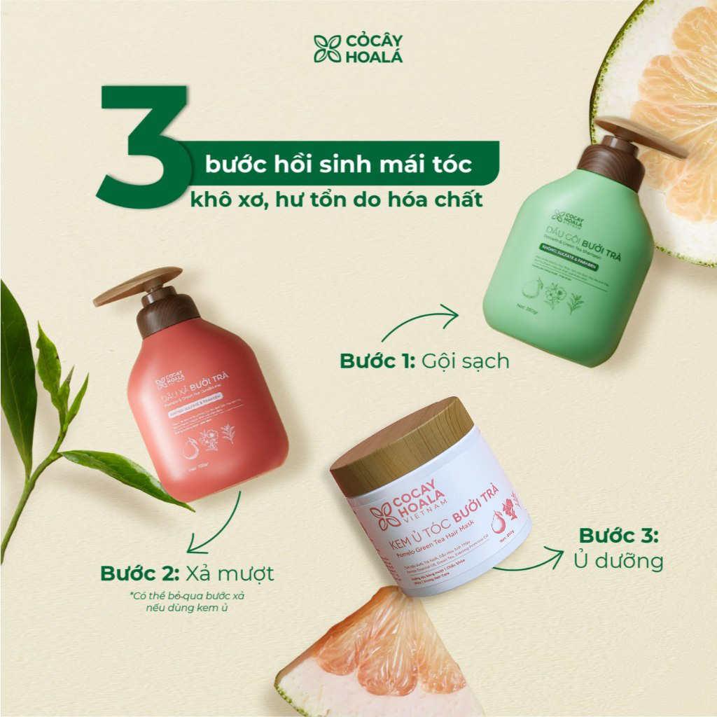 Ảnh Dầu Gội Thảo Dược Cỏ Cây Hoa Lá Bưởi Trà Dưỡng Tóc Chắc Khỏe 350g - Dành Cho Tóc Khô Xơ, Hư Tổn 1