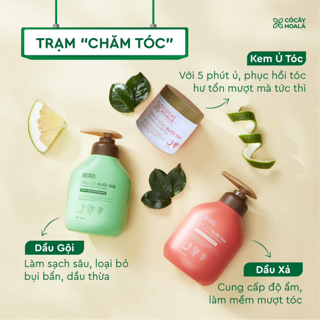 Ảnh Dầu Gội Thảo Dược Cỏ Cây Hoa Lá Bưởi Trà Dưỡng Tóc Chắc Khỏe 350g - Dành Cho Tóc Khô Xơ, Hư Tổn 4