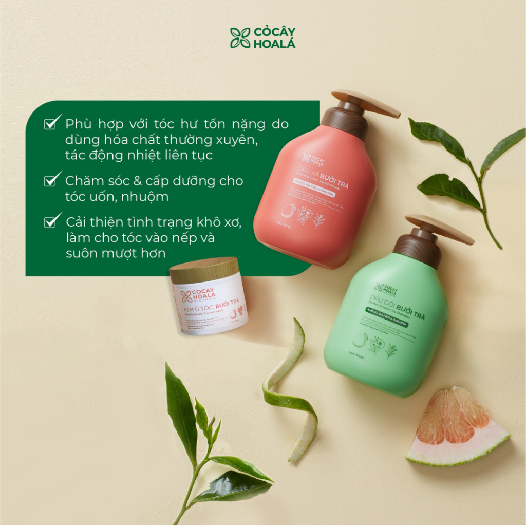 Ảnh Dầu Gội Thảo Dược Cỏ Cây Hoa Lá Bưởi Trà Dưỡng Tóc Chắc Khỏe 350g - Dành Cho Tóc Khô Xơ, Hư Tổn 3