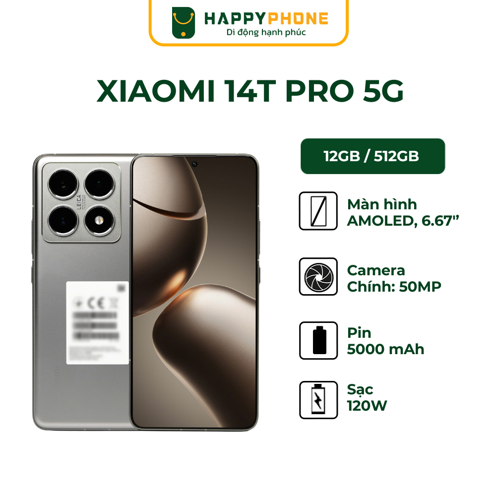Ảnh Điện thoại Xiaomi 14T Pro 5G 12GB/512GB -  Hàng Chính Hãng, Mới 100%, Bảo hành 18 tháng 2