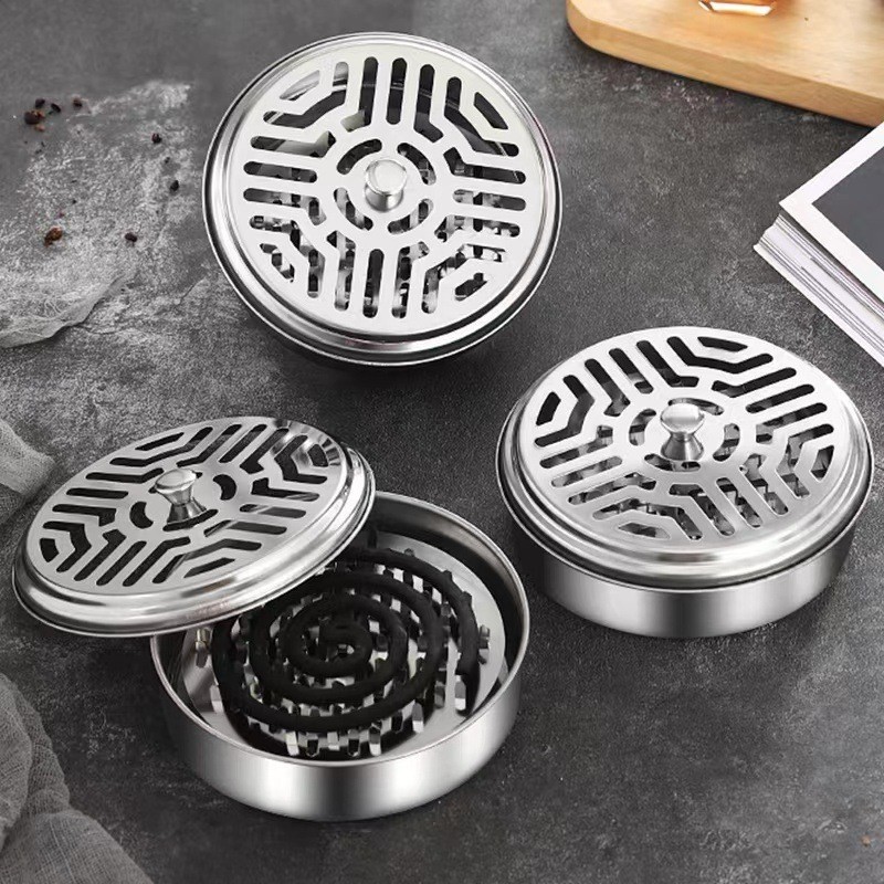 Hộp Đựng Nhang Muỗi Có Nắp Khay Đựng Nhang Muỗi 15cm Có Giá Đỡ Cuộn Nhang An Toàn Chống Bụi Hiệu Quả