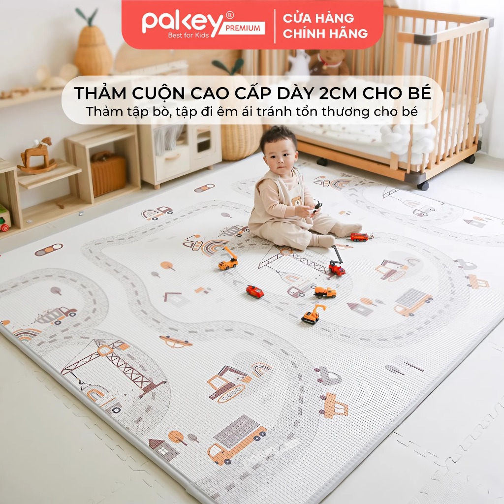 Ảnh Thảm Cuộn XPE PAKEY Cao Cấp Trải Sàn 2 Mặt Dày 2cm Họa Tiết Sinh Động Siêu Êm Cho Bé Tập Bò, Tập Đi 1